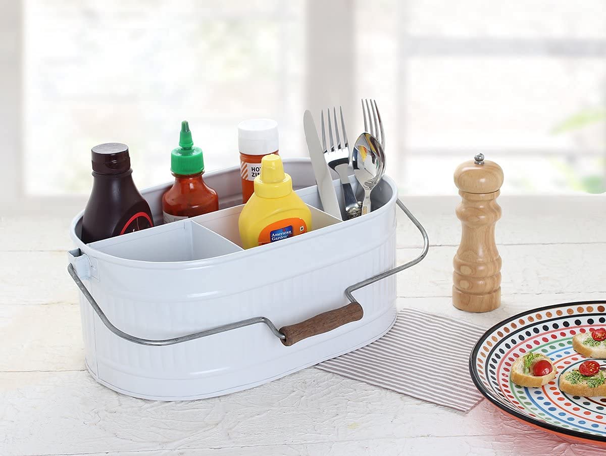 Caddy Organizer for Kitchen Countertop Galvanized Caddy with Long