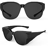 Goiteia Polarized Black Fit Over Sunglasses - Side Shields Wrap Around Sunglasses over Prescription Glasses to Fully Block out the Sun & Anti Backside Glare for Driving-Extra Large-UV400 Protection