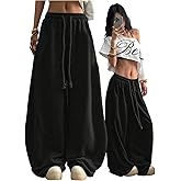GORGLITTER Women's Y2K Baggy Sweatpants Wide Leg Barrel Pants Elastic Waist Oversized Drawstring Sweats