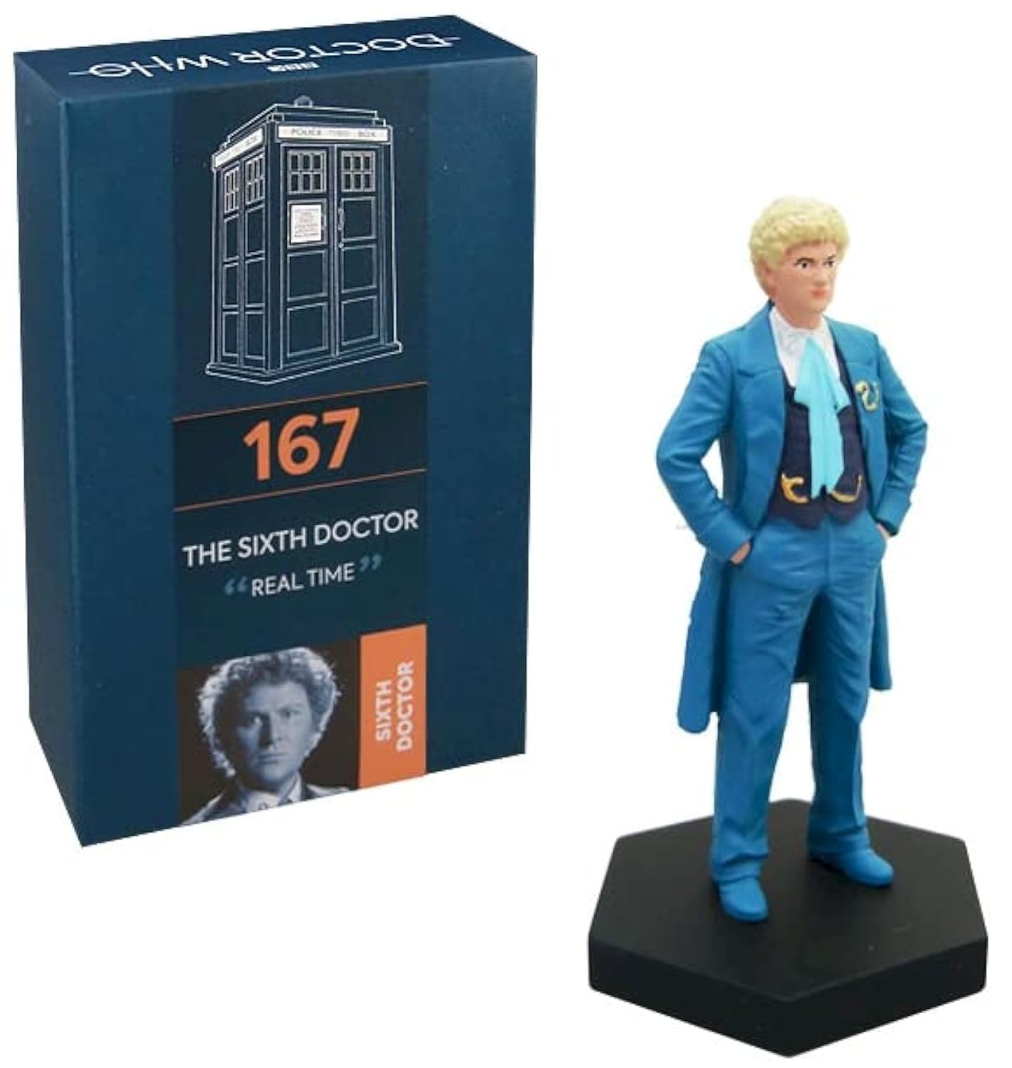Scificollector Doctor Who Sixth Doctor Colin Baker Figure 1:21 Scale Hand Painted Eaglemoss Collector Boxed Model Figurine #167, Blue