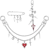 Celavoy Y2k Bag Charms Keychain - 3 Pcs Gothic Punk Pin Bags Extender Chain | Silver Purse Charm Decor Halloween Birthday Gifts