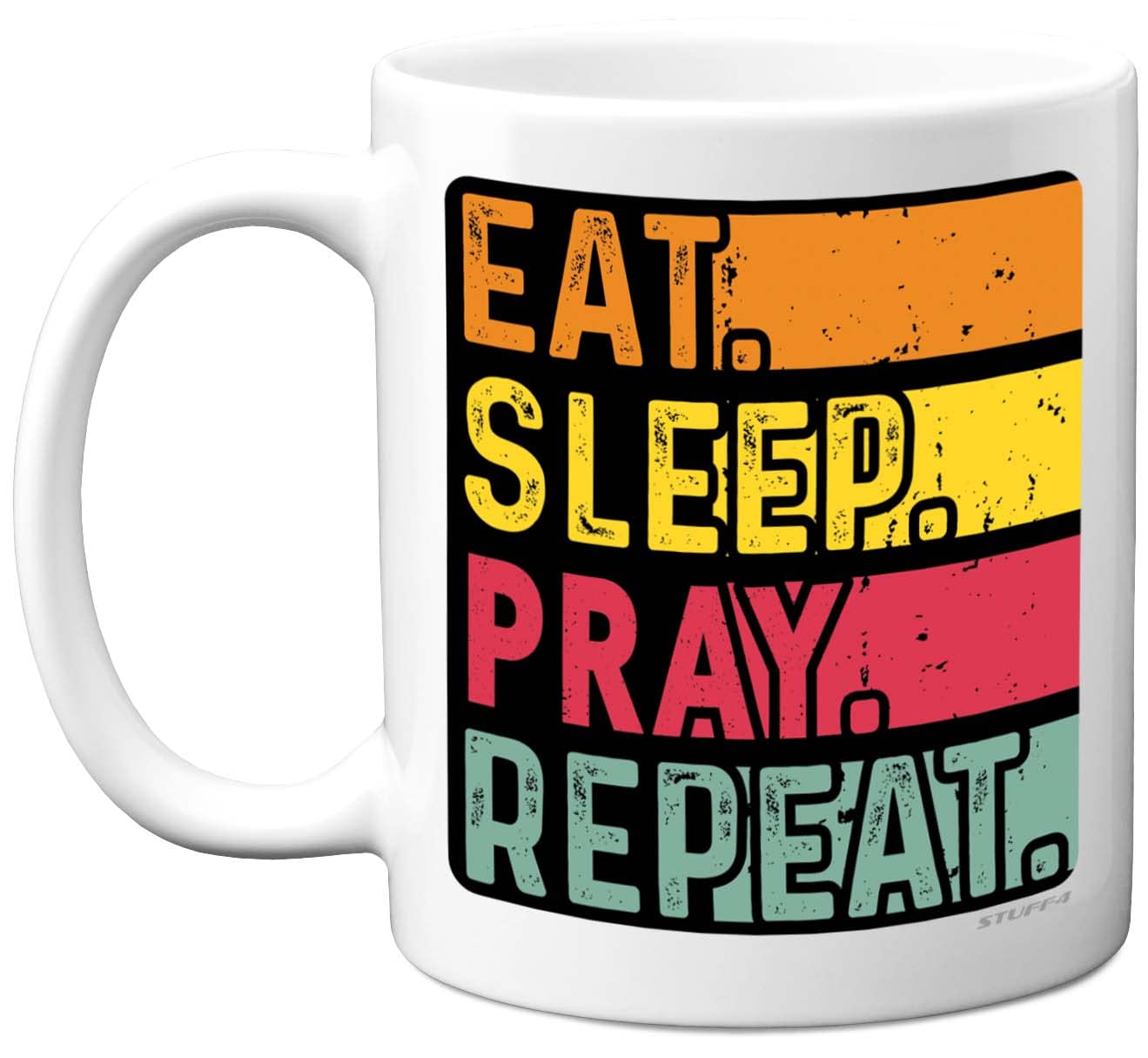 Birthday Mug Gifts for Men Women Him Her - Eat, Sleep, Pray, Repeat - Funny Happy Birthday Present Gift for Religious Christian Lovers, 11oz Ceramic Dishwasher Safe Premium Mugs