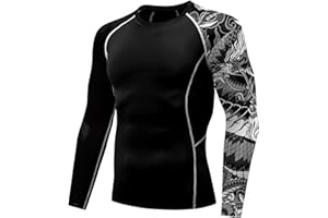 EULCICI Men's Rash Guard Shirts Sun Protection UPF 50+ Long Sleeve BJJ Jiu Jitsu Fitness Running Fishing Swim T-Shirt