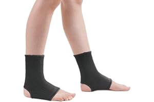 Luwint kid Compression Ankle Brace - Knitted Ankle Sleeve Sock Support for Sprains Arthritis Tendonitis Running Fitness, 1 Pair Black