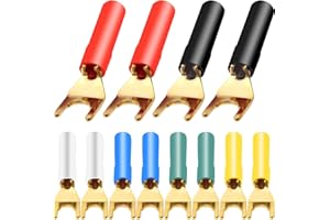 DKARDU Spade Fork Terminal Copper Connector for Speaker Wire Cable, Crimp Y Plug Adapter Barrier Spades Wire Electrical Conne