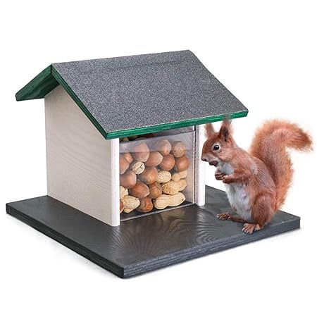 Holznager Wetterfestes Eichhörnchen-Futterhaus zum aufhängen - Handmade aus eigener Produktion im Schwarzwald - Made in Germa