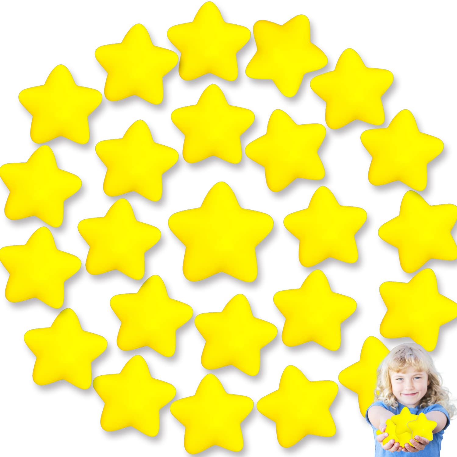 Photo 1 of 24pcs Star Stress Balls, Mini Foam Squeeze Balls, Yellow Anxiety Relief Toys for School Rewards, Carnival Prizes, Party Favors, Hand Exercise