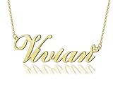 AOLO Vivian Heart Name Necklace 18k Gold Plated