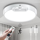 Homelist Newly Upgraded 8000mAh Rechargeable Motion Sensor Ceiling Light | Battery-Operated Wireless Ceiling Light with Remote for Shower, Bathroom, Closet, Stairs, Shed, Hallway, Porch-6000K