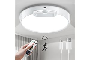 Homelist Newly Upgraded Rechargeable Ceiling Light – 8000mAh Battery-Operated Wireless Motion Sensor Ceiling Light with Remote for Closet, Shower, Shed, Hallway, Porch, Stairs (6000K Cool White)