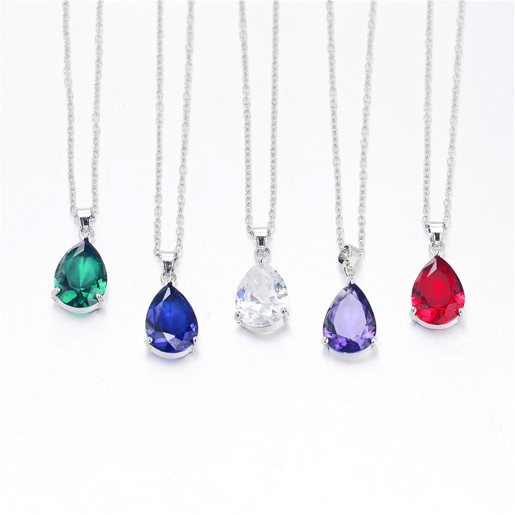 LUYUAN JEWELRY Elegant Jewelry Set for Women, Waterdrop Silver Cubic Zirconia Crystal Rhinestone Necklace Earring Best Gifts for Bridesmaid-White