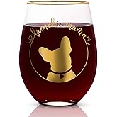 Onebttl French Bulldog Gifts for Women, Frenchie Gifts for Frenchie Mom, 17 oz Stemless Wine Glass - Frenchie Mama