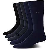 Calvin Klein Mens Dress Socks - 5 Pairs Soft Cotton Blend Crew Socks for Men - Classic Comfort Stay Up Cuff Mixed Pattern