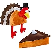 Tigerdoe Pumpkin Pie Hat & Turkey hat for Thanksgiving -2 PC Set-Thanksgiving Hats for Adults- Food Hats - Food Costumes - Costume Party Hat