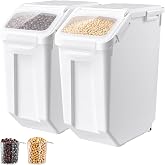 VEVOR Rice Storage Container 2 Pack 32 lbs/5.28 Gallons Dog Food Dispenser | For Kitchen Pantry, 20L x 2 Grain Cereal Flour Ingredient Storage Bin, Pet Food Container with Measuring Cup, Airtight Lid