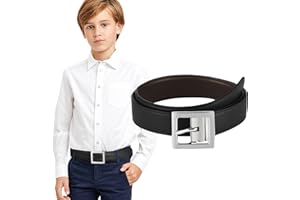 Monopa Reversible Kids Belts for Boys - Brown and Black Leather Belt for School Uniform Casual Jeans