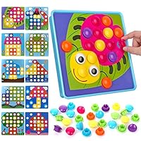 NextX Button Art Toy Color Matching Mosaic Pegboard Early Learning Educational Preschool Games for Kids