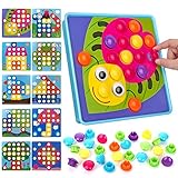 NextX Button Art Toy Color Matching Mosaic Pegboard Early Learning Educational Preschool Games for Kids’ Motor Skills (Pink)