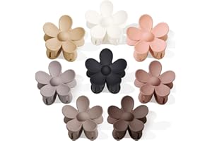 JANFUN Flower Hair Clips Big Hair Claw Clips 8PCS Cute Hair Clips Large Daisy Hair Clips Matte Claw Clips Strong Hold Jaw Claw Clips Thick Thin Hair for Women Girls Gifts 8 Neutral Colors