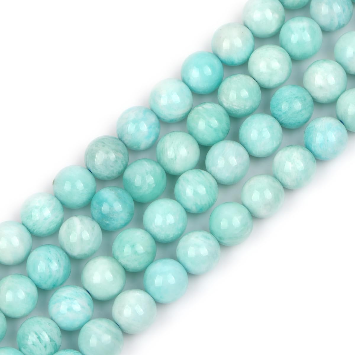 GEM-Inside 8mm Africa African Blue Amazonite Round Gemstone Semi Precious Loose Beads for Jewellery Making 15''