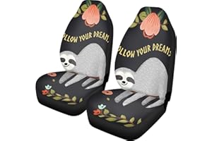 Pehede Car Seat Cover Dream Sloth Front for Cars, Easy to Install Cover Set, Accessories Auto Trucks Van SUV,2 Packs