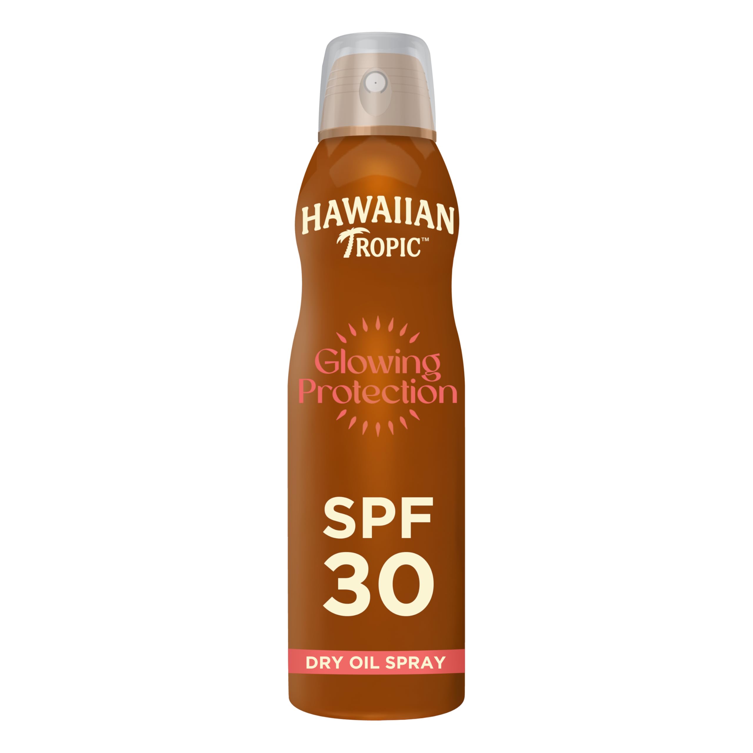 Hawaiian Tropic Glowing Protection Sunscreen Dry Oil Spray Mist, Water Resistant SPF 30 UVA plus UVB Protection Sunscreen Spray, Tropical Scent Sun Lotion with Island Botanicals, 180 ml