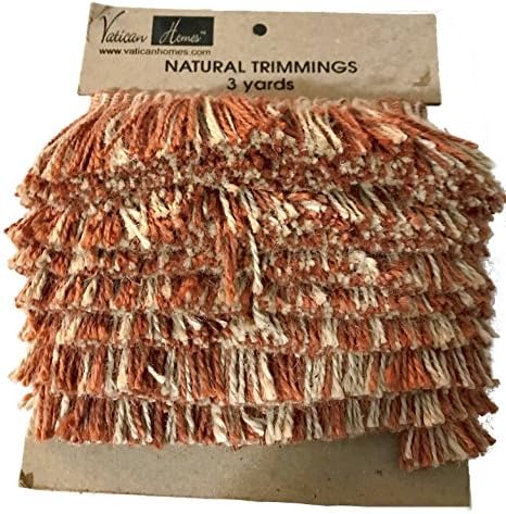 Natural Jute Tassel Trim 3 Yards Khaki Burnt Rust Orange Brown Embellishment