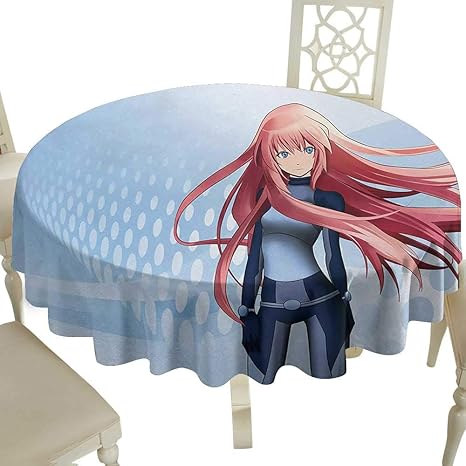 Amazon Cranekey 長方形円形テーブルクロス アニメ かわいい天使の羽と花のイラスト付き おとぎ話 日本のマンガプリント ホワイト ブルー ホリデーなどに最適 60 Inch テーブルクロス オンライン通販