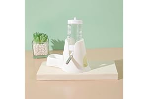 REBECCA ONLINE White Hamster Water Bottle with Stand Water Bottle with Food Container Base Automatic Bottle Dispenser for Dwarf Hamster Gerbil Small Animals