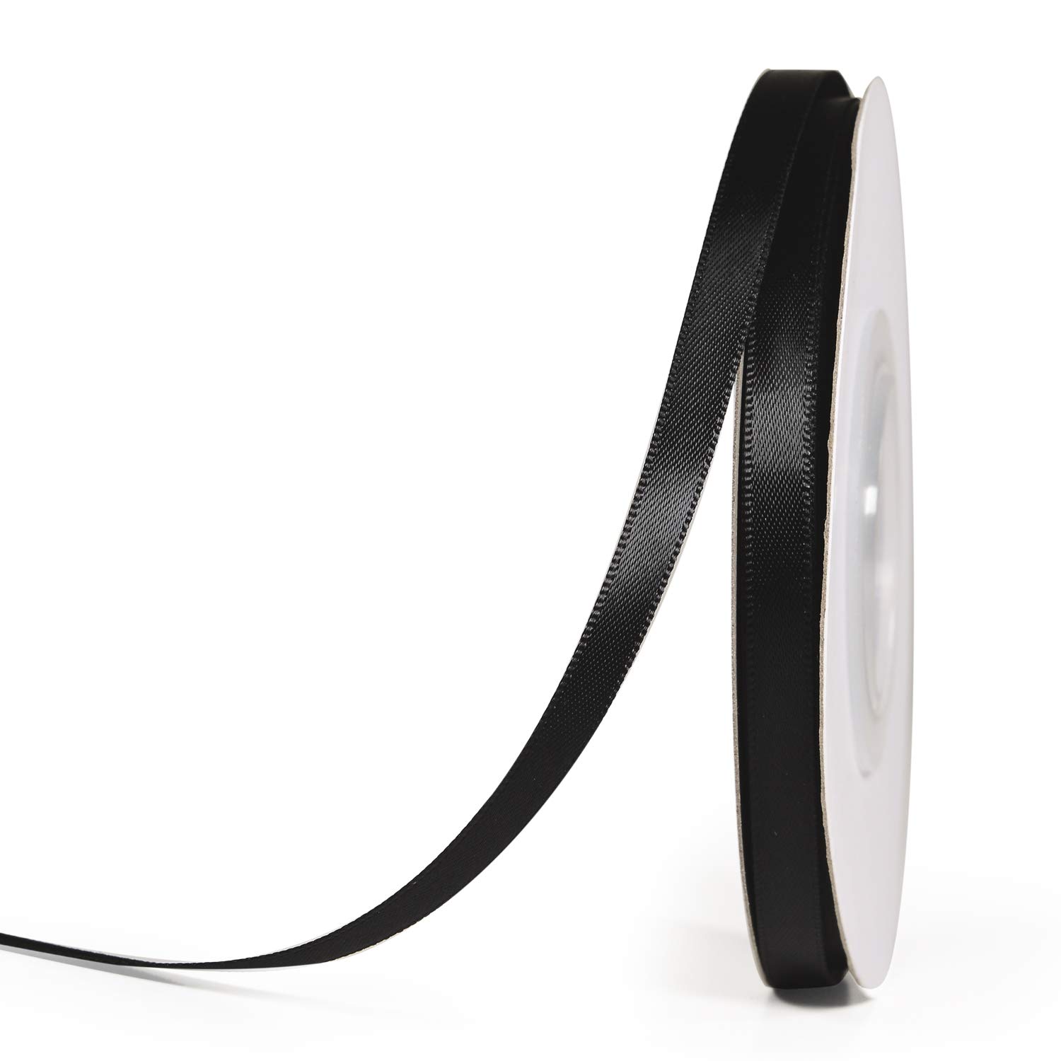 YAMA Double Face Satin Ribbon Roll - 1/4 Inch 25 Yards for Gift Wrapping Ribbons Decorations DIY Crafts Arts Black