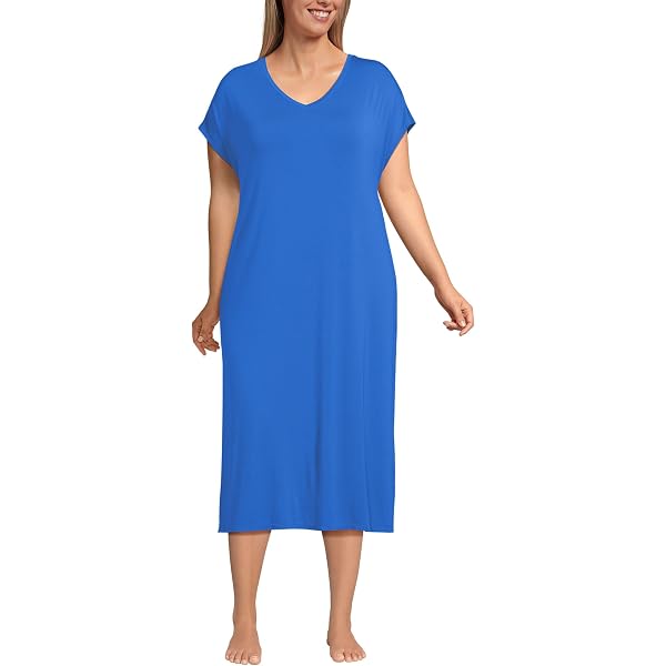 lands' end women's supima cotton short sleeve midcalf nightgown dress Lands' End Women's Tall Supima Cotton Short Sleeve Midcalf Nightgown Dress