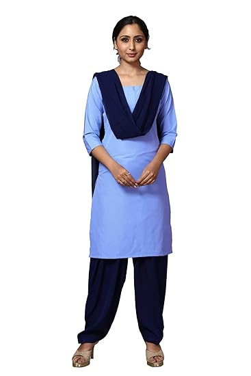 Uniform Sarees Corp Womens Poly Cotton Unstitched Salwar Kameez Dress Materials for Housekeeping Uniforms (Blue;Nevy Blue)