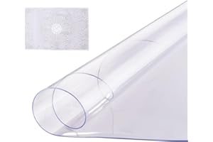 VEVOR Plastic Table Cover, 42 x 42 Inch 2.0 mm Thick Clear Table Protector, Round PVC Desk Mat, Waterproof & Easy Cleaning De