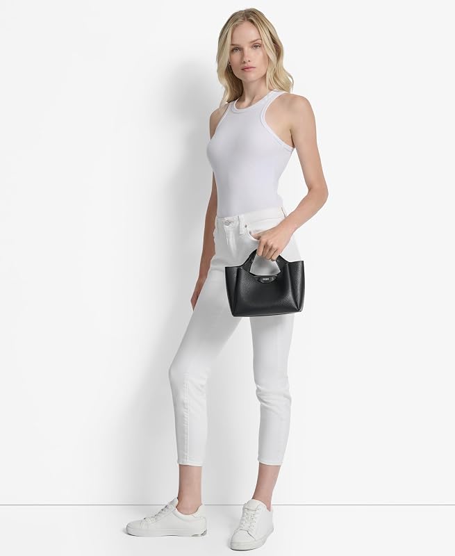 Mini Handtasche Damen Schwarz mit verstellbarem Schulterriemen — Foto 3 von 8