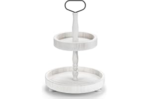 BAIVV 2 Tiered Tray Stand Decor, Wooden 13 Inch Tiered Tray Decor for Farmhouse, Kitchen, Coffee Bar, Home, Suit for Halloween, Fall Thanksgiving, Christmas, New Year