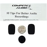 Compete Audio CA525 Small Foam Microphone Windscreens (Microphone Covers) 3-Pack for Telex Airman, Other Headset/Lapel (Lavalier)
