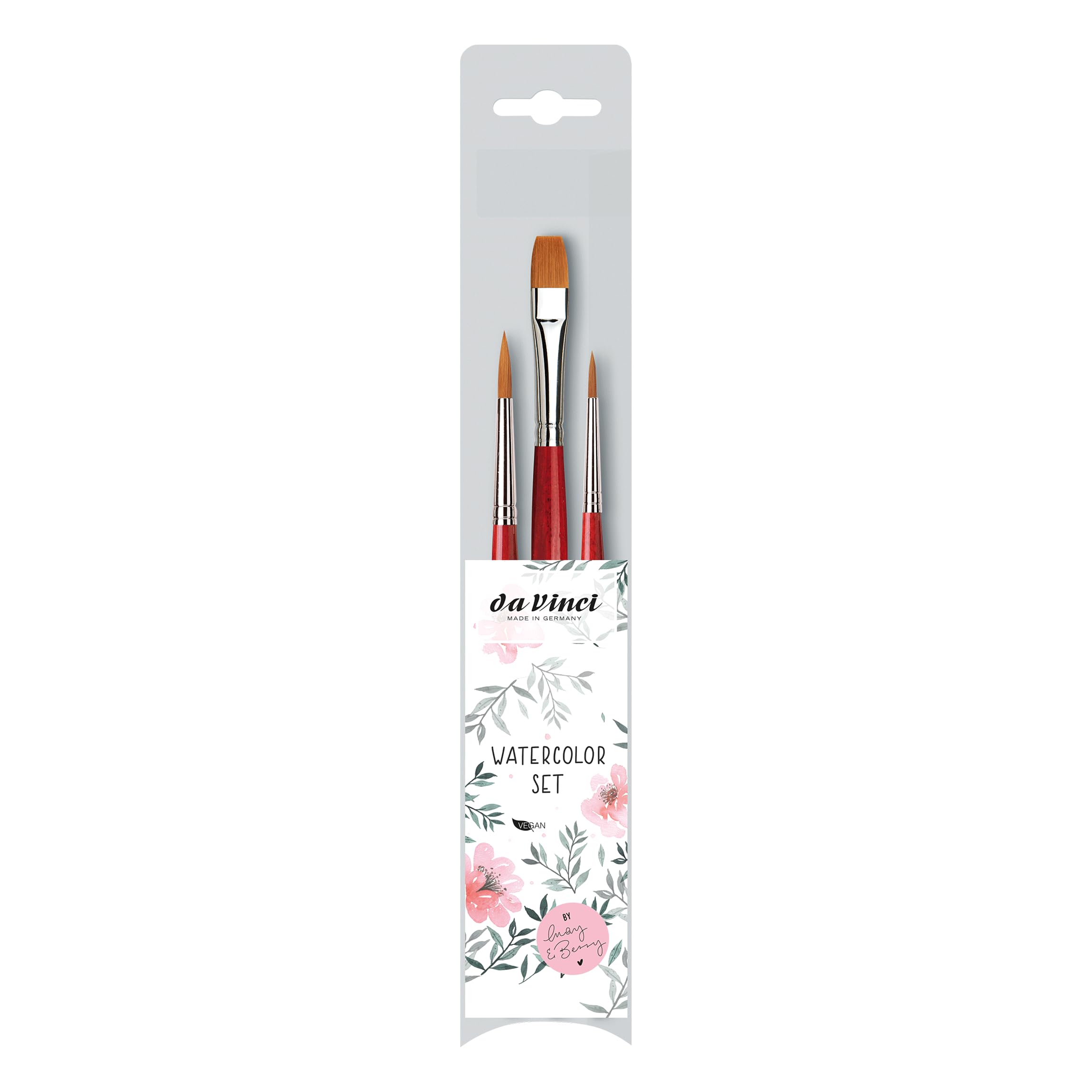 da Vinci Watercolor Series 5389 CosmoTop Spin Lettering & Flower Brush Set, Synthetic, 3 Brushes (Series 5580, 5880)