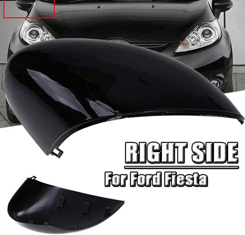 Left/Right Nearside Passenger Side Wing Mirror Cover Cap Painted Deep Impact Black for Ford Fiesta MK7 2008-2017