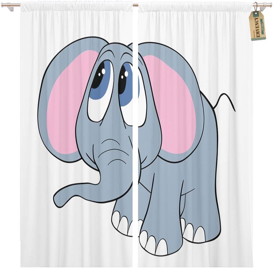 Amazon Com Golee Window Curtain Pink Adorable Cute Baby Elephant