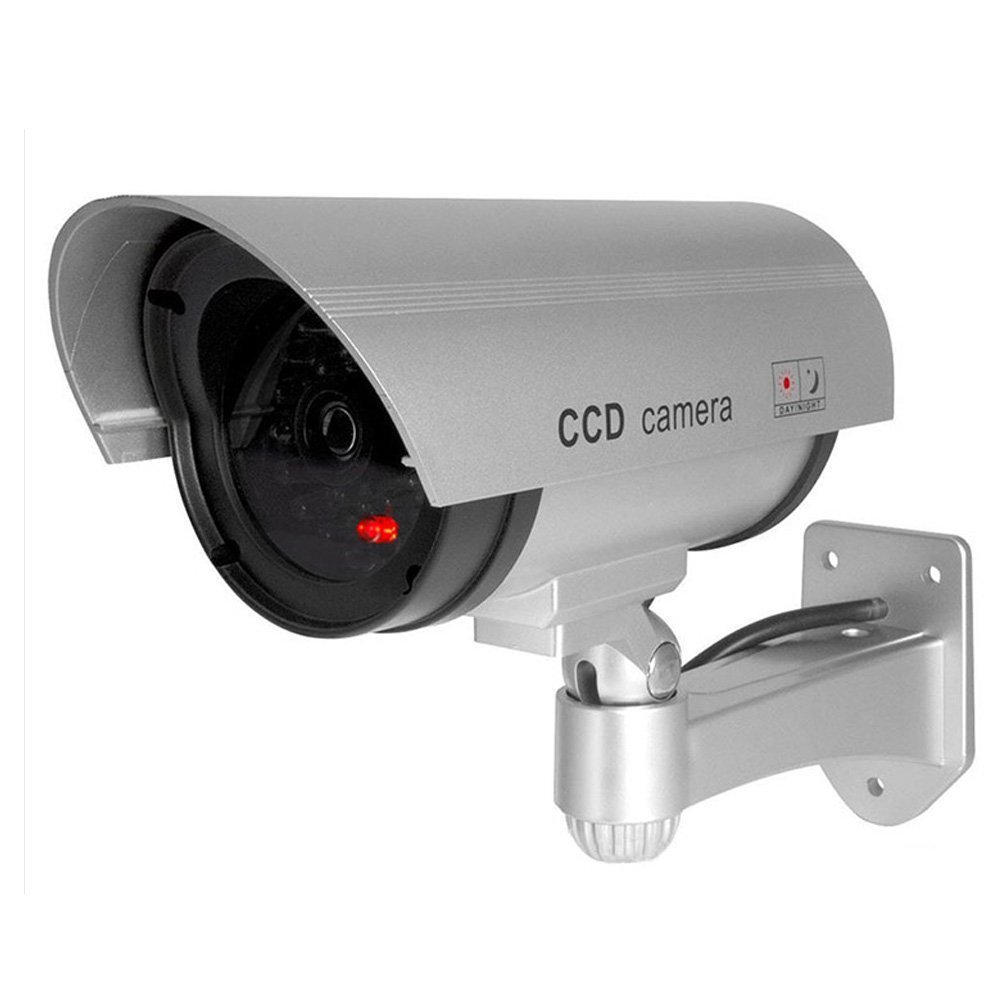 ELEAR™ 2 X Silver Fake Dummy Security CCTV Camera Waterproof IR LED Outdoor Indoor Surveillance
