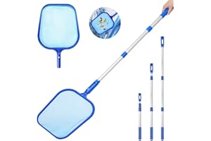 EPESL Telescopic Pole Pool Skimmer 2.6-4ft - Swimming Pool Leaf Cleaning Net Fine Mesh Rake Net - 3 Way Telescopic Robust Aluminium Pool Cleaner Supplies for Aquarium/Fountain/Hot Tub/Spa Fish Tank/Ponds