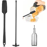 Dunkive 2 Pcs Black Silicone Blender&amp; Long Handle Spatula Set | with Under Blade Bottle Scraper and Jar Scraper Blender for Smoothies, Jars &amp; Bottle, Food Grade Spatula Tool for Kitchen