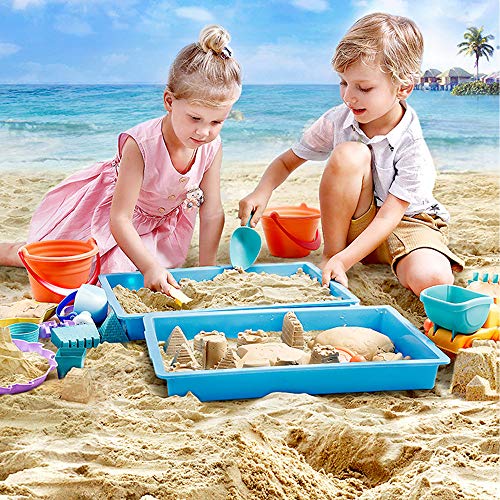 14 Beach Toy Set - Pieces Children's Beach Toys Play with Water Tools,for hoeing, Digging, Stacking, stenciling and Building Sandcastles, for Beaches, Swimming Pools, bathtubs, etc.