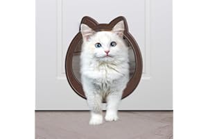 Classicmacher Large Cat Door, Cat Door Interior Door, No Flap Cats Door, Easy to Install, Strong Pet Door for Cat, No Training, Up to 22 LBS, Coffee