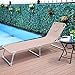 Goplus Adjustable Chaise Lounge Chair Recliner w/Sunbathing Tanning Face Down Hole for Beach Outdoor Pool Patio Deck (Apricot)