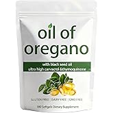 SAPURAIS Fortifyx Oil of Oregano with Black Seed Oil, Retains High Concentrations of Carvacrol & Thymoquinone, 2-in-1 Formulation, Non-GMO,180 Softgels
