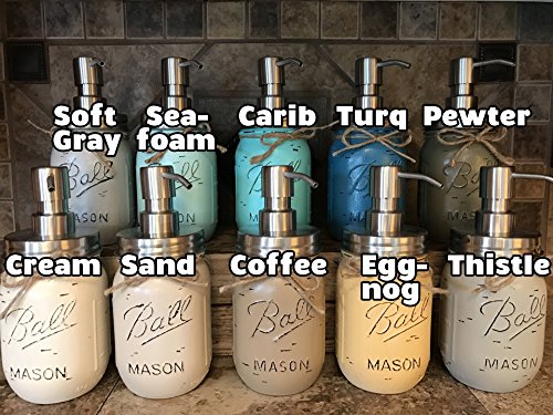 image for Wooden Hearts Ball Mason Jar BATHROOM SET in Antique WHITE Tray ~Cotto