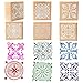 Wooden Rubber Stamp Square Floral Pattern for DIY Craft Card and Scrapbooking Designs