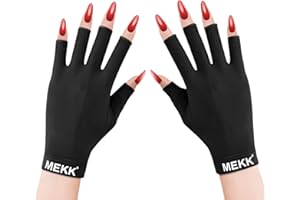 MEKK UV Gloves for Nails, Extra Length UV Light Gloves for Gel Nails UPF99+ UV Gloves Skin Care UV Protection Gloves Professional Manicure Gloves UV Protection UV Nail Gloves (Black)
