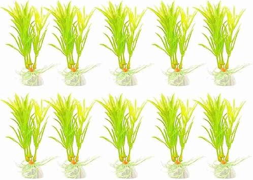 10 PC 4.3 "Höhe Grün Gelb Plastic Grass Pflanze Ornament: Amazon.de
